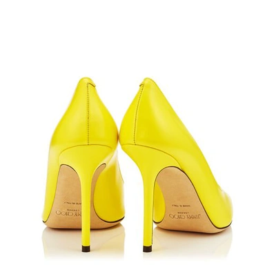 Shop Jimmy Choo Love 100 Liquid Fluorescent Yellow Leather Pointy Toe Pump In Fluo Yellow
