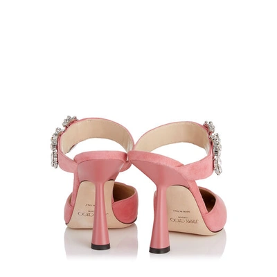 Shop Jimmy Choo Smokey 100 Candyfloss Suede Pumps With Jewelled Buckle