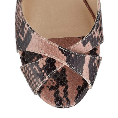 Shop Jimmy Choo Amely 80 Ballet Pink Printed Leather Wedge