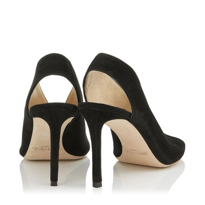 Shop Jimmy Choo Shar 85 Black Suede Sandal Booties