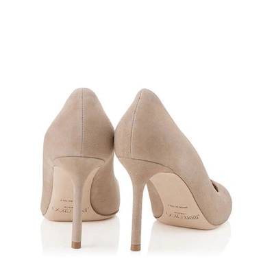 ROMY 85 Nude Suede Pointy Toe Pumps