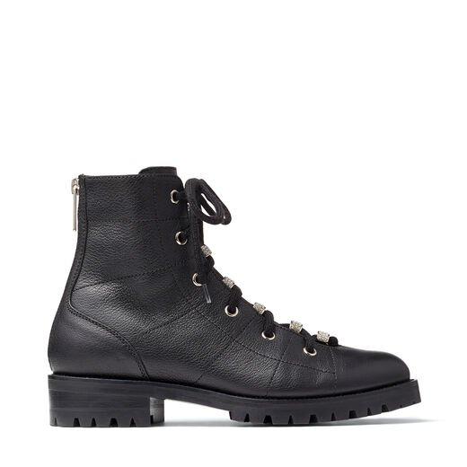 flat lace up biker boots