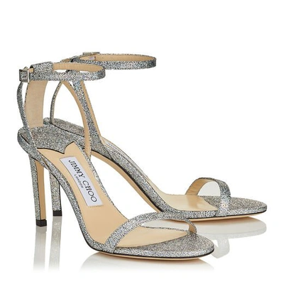 Shop Jimmy Choo Minny 85 Multi Hologram Leather Sandal