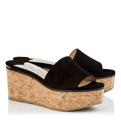 DEEDEE 80 Black Suede Sandal Wedges