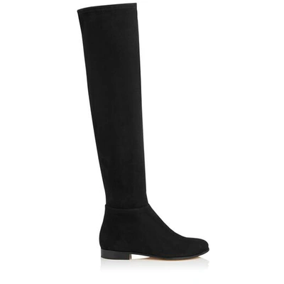 MYREN FLAT Black Stretch Suede and Suede Over the Knee Boots