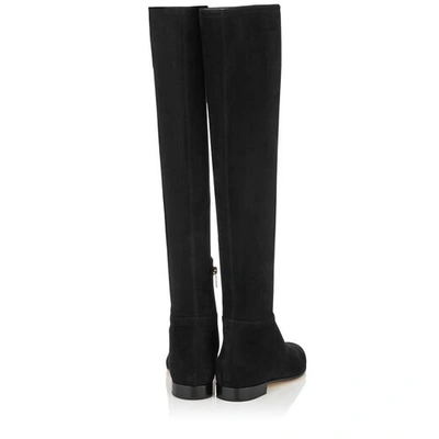 MYREN FLAT Black Stretch Suede and Suede Over the Knee Boots