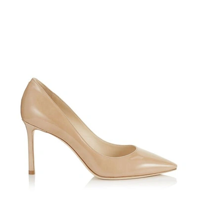 ROMY 85 Nude Patent Leather Pointy Toe Pumps