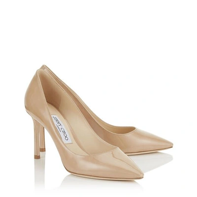 Jimmy Choo Nude Romy 85 Patent Leather Pumps In Neutrals