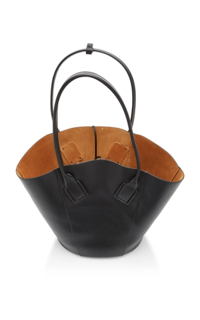 Shop Bottega Veneta Medium Leather Basket Tote     In Black