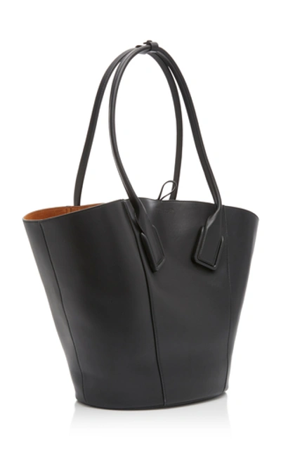 Shop Bottega Veneta Medium Leather Basket Tote     In Black