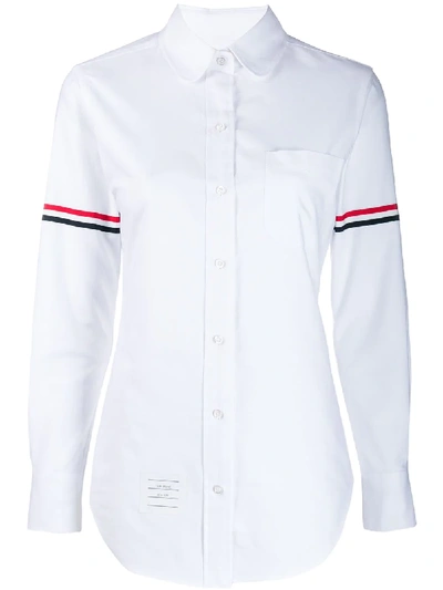 Shop Thom Browne Grosgrain Armband Oxford Shirt In White