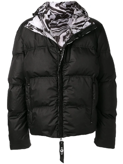 Shop Kru Reversible Hooded Down Jacket In Black