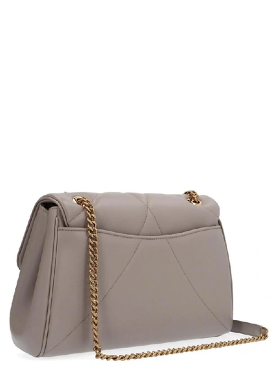 Shop Dolce & Gabbana Devotion Embellished Foldover Shoulder Bag In Grey