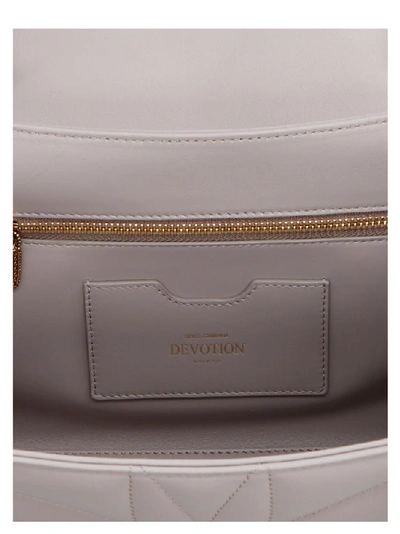 Shop Dolce & Gabbana Devotion Embellished Foldover Shoulder Bag In Grey