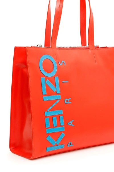 Shop Kenzo Logo Print Tote Bag In Red