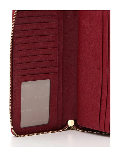 Shop Michael Michael Kors Mercer Continental Wallet In Red