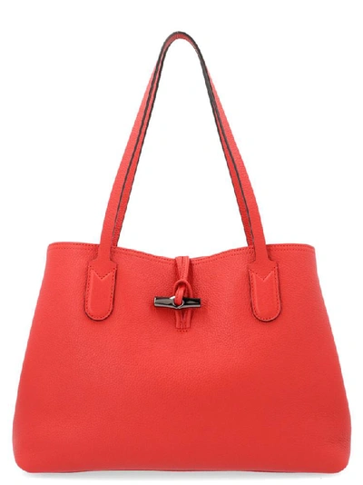 Shop Longchamp Medium Roseau Tote Bag In Red
