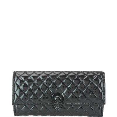 Shop Alexander Mcqueen Skull Logo Quilted Continental Wallet In Black