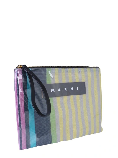 Shop Marni Striped Clutch Bag In Multi