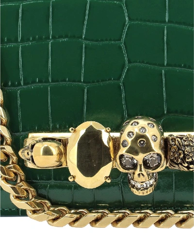 Shop Alexander Mcqueen Skull Embellished Shoulder Bag In Green
