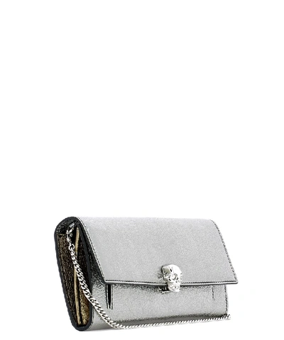 Shop Alexander Mcqueen Chained Skull Wallet In Silver