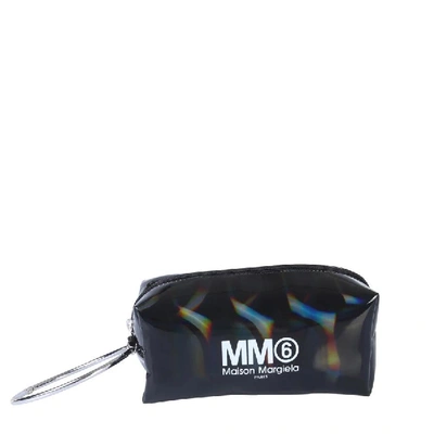 Shop Mm6 Maison Margiela Logo Ring Handle Clutch Bag In Black