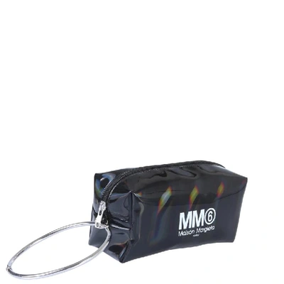 Shop Mm6 Maison Margiela Logo Ring Handle Clutch Bag In Black