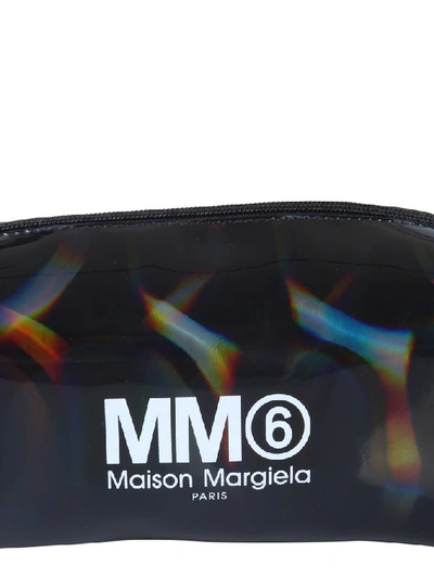 Shop Mm6 Maison Margiela Logo Ring Handle Clutch Bag In Black