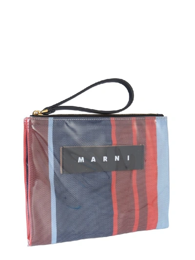 Shop Marni Striped Wristlet Clutch Bag In Multi