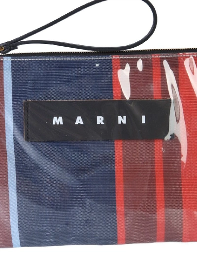 Shop Marni Striped Wristlet Clutch Bag In Multi