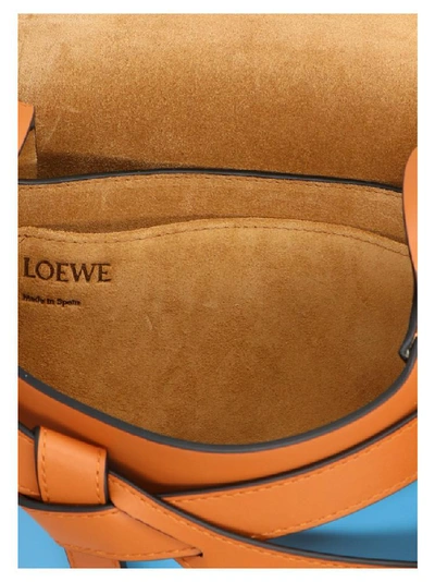 Shop Loewe Gate Two Tone Bow Detail Logo Embossed Shoulder Bag In Multi