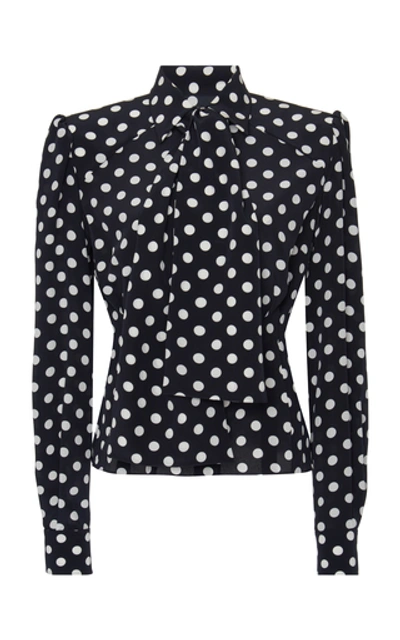 Shop Dolce & Gabbana Polka-dot Crepe Shirt In Black/white