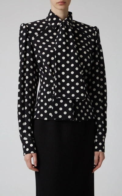 Shop Dolce & Gabbana Polka-dot Crepe Shirt In Black/white