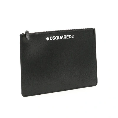 Shop Dsquared2 Logo Embossed Clutch Bag In Black
