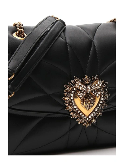 Shop Dolce & Gabbana Devotion Embellished Foldover Shoulder Bag In Black