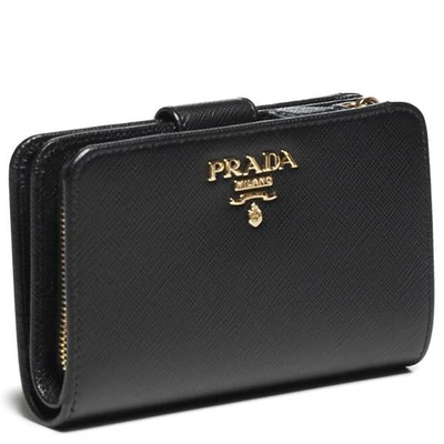 Shop Prada Logo Zip Wallet In Black