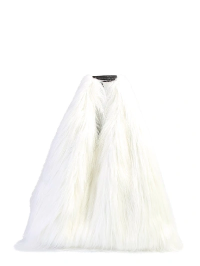 Shop Mm6 Maison Margiela Faux Fur Tote Bag In White