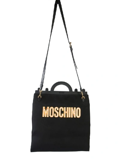 Shop Moschino Good Luck Troll Print Top Handle Shoulder Bag In Black