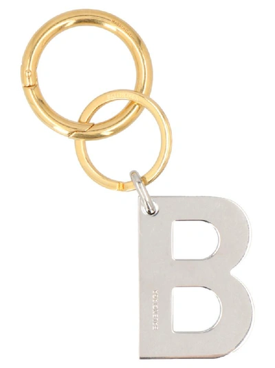 Shop Balenciaga B Logo Keyring In Multi