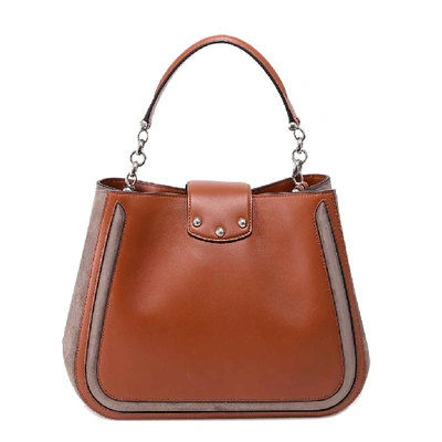 Shop Dolce & Gabbana Monogram Plaque Shoulder Bag In Brown