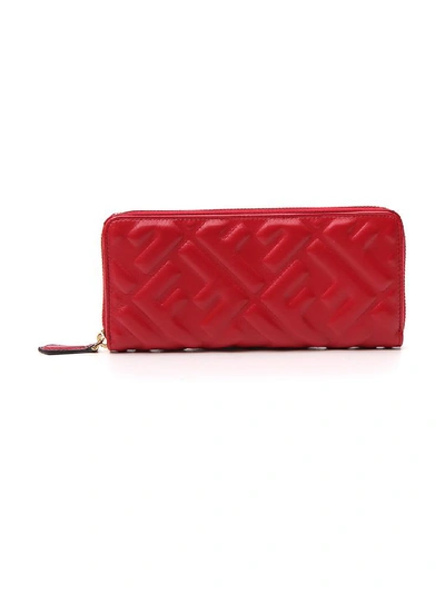 Shop Fendi Ff Motif Zipped Wallet In Red