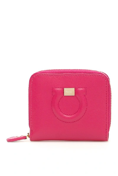 Shop Ferragamo Salvatore  Gancini Zip Around Wallet In Pink