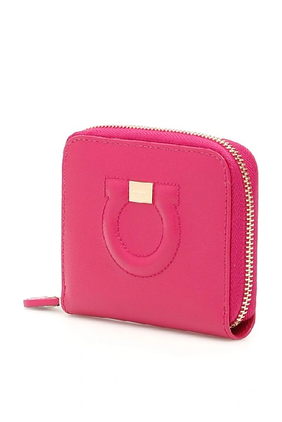 Shop Ferragamo Salvatore  Gancini Zip Around Wallet In Pink