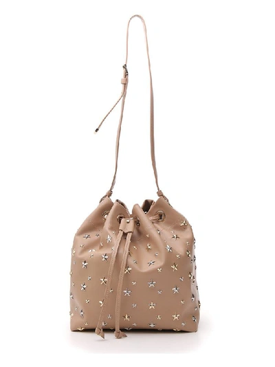 Shop Jimmy Choo Juno Star Studded Bucket Bag In Beige