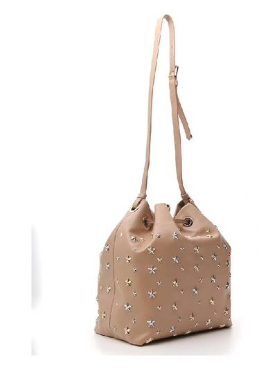 Shop Jimmy Choo Juno Star Studded Bucket Bag In Beige
