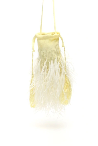 Shop Attico Feather Embellished Tote Bag In Yellow