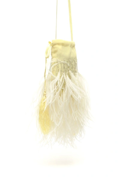 Shop Attico Feather Embellished Tote Bag In Yellow