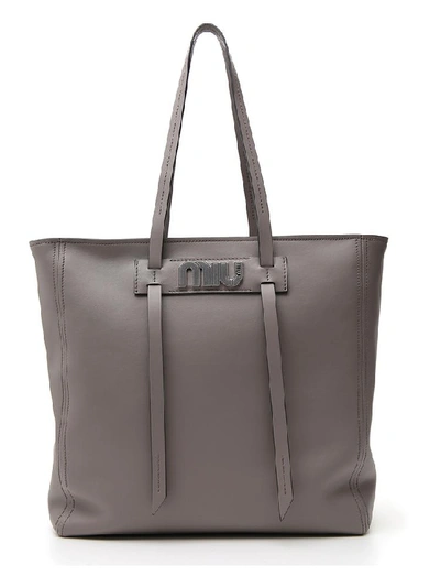 Shop Miu Miu Grace Luxe Tote Bag In Grey