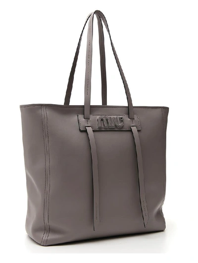 Shop Miu Miu Grace Luxe Tote Bag In Grey