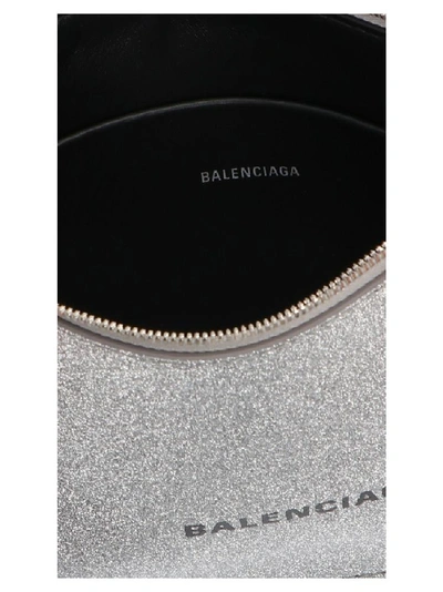 Shop Balenciaga Everyday Logo Pouch In Silver